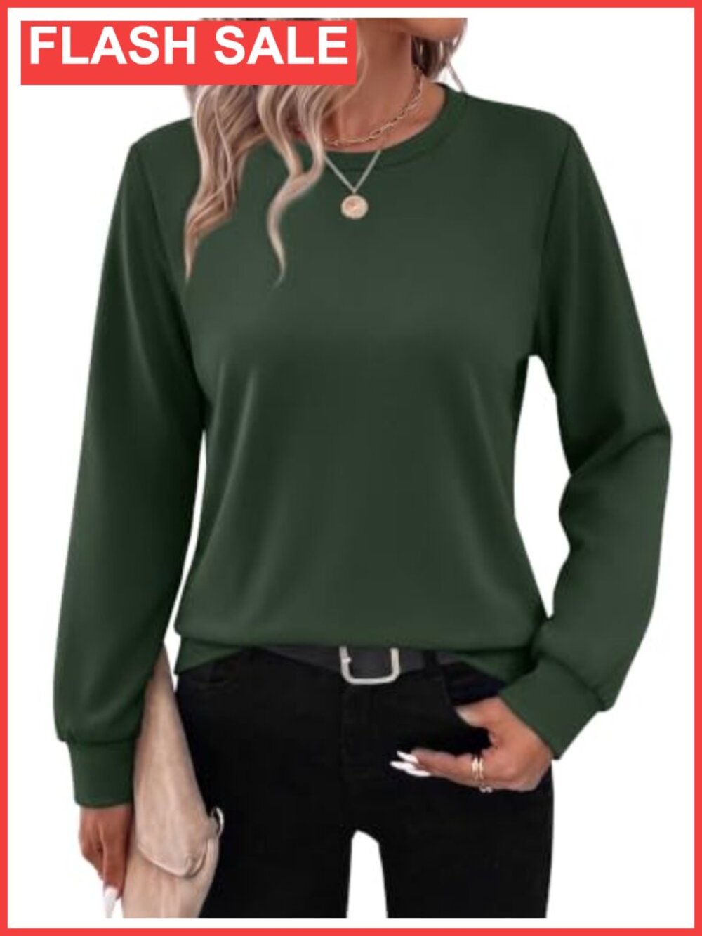Women's Crewneck Long Sleeve Pullover Sweatshirt Thermal Knit Relaxed Fit